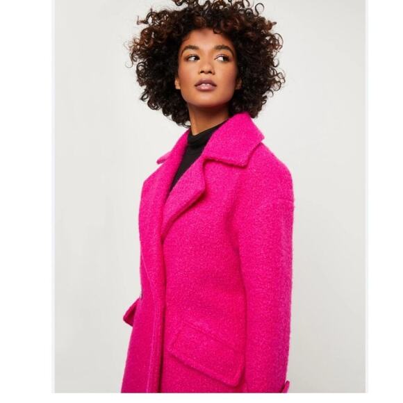 BCBGeneration Women's Double-Breasted Bouclé Walker Coat hot pink size XXS - Picture 2 of 9